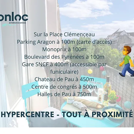 Апартаменты Au Palais Des Pyrenees! Hyper Centre -clim-balcon-parking Gratuit *