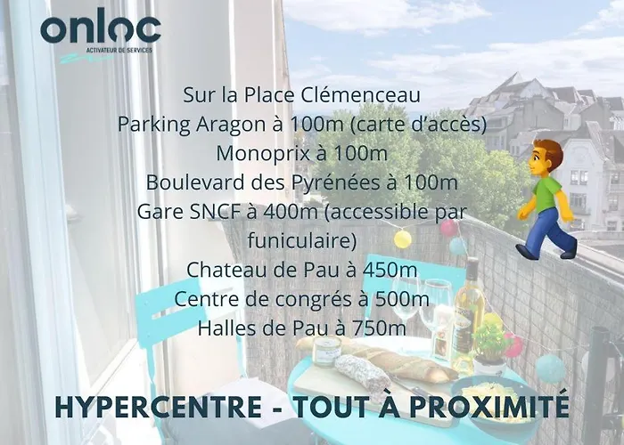 Au Palais Des Pyrenees! Hyper Centre -clim-balcon-parking Gratuit Apartmán Pau