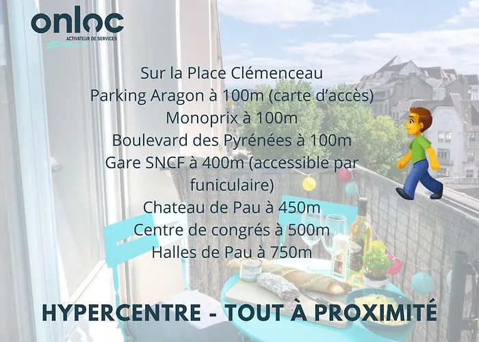 Apartmán Au Palais Des Pyrenees! Hyper Centre -clim-balcon-parking Gratuit *
